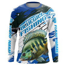 Load image into Gallery viewer, Custom Bluegill Fishing Jerseys, Bluegill Long Sleeve Tournament Fishing Shirts | Blue Camo IPHW6281