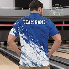 Load image into Gallery viewer, Custom White And Blue Splatter Men Quarter-Zip Bowling League Shirt Team Bowler Outfits IPHW11399