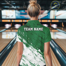Load image into Gallery viewer, Custom White And Green Splatter Women Quarter-Zip Bowling League Shirt Team Outfits IPHW11400