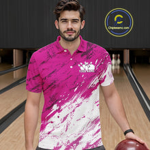 Load image into Gallery viewer, Custom White And Pink Splatter Men Polo Bowling League Shirt Team Bowler Outfits IPHW11402