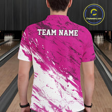 Load image into Gallery viewer, Custom White And Pink Splatter Men Polo Bowling League Shirt Team Bowler Outfits IPHW11402