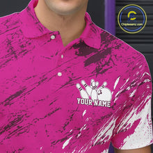Load image into Gallery viewer, Custom White And Pink Splatter Men Polo Bowling League Shirt Team Bowler Outfits IPHW11402