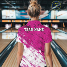 Load image into Gallery viewer, Custom White And Pink Splatter Women Polo Bowling League Shirt Team Bowler Outfits IPHW11402