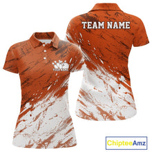 Load image into Gallery viewer, Orange and white polo shirt with 'Team Name' and 'Your Name' text, Chiptee Amz branding.