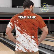 Load image into Gallery viewer, Custom White And Orange Splatter Men Quarter-Zip Bowling League Shirt Team Bowler Outfits IPHW11403