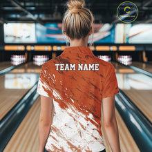 Load image into Gallery viewer, Custom White And Orange Splatter Women Quarter-Zip Bowling League Shirt Team Outfits IPHW11403