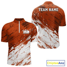 Load image into Gallery viewer, Custom White And Orange Splatter Men Quarter-Zip Bowling League Shirt Team Bowler Outfits IPHW11403