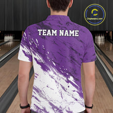 Load image into Gallery viewer, Custom White And Purple Splatter Men Polo Bowling League Shirt Team Bowler Outfits IPHW11404