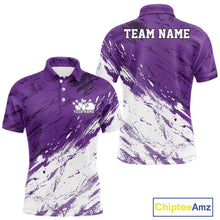 Load image into Gallery viewer, Custom White And Purple Splatter Men Polo Bowling League Shirt Team Bowler Outfits IPHW11404