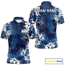 Load image into Gallery viewer, Custom Blue Splatter Camo Bowling Men Polo Shirt, Bowling Team Tournament Bowler Outfit IPHW11405