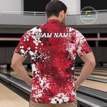 Load image into Gallery viewer, Custom Red Splatter Camo Bowling Men Quarter-Zip Shirt, Bowling Team Tournament Bowler Outfit IPHW11406