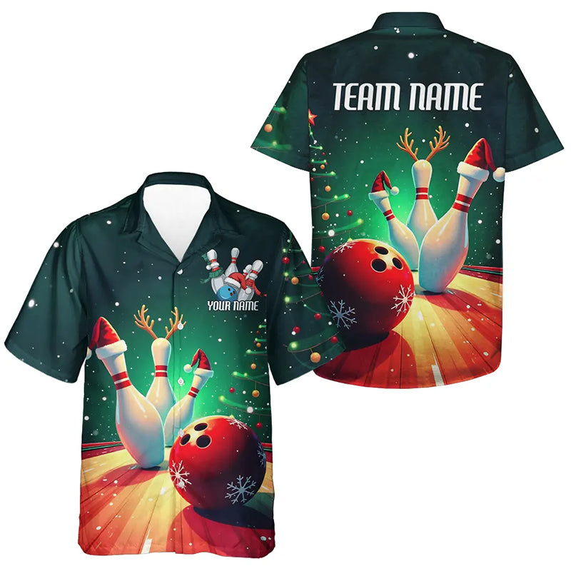 Custom Christmas Bowling Kid Hawaiian Shirt, Christmas Bowling Team Tournament Outfits IPHW7841