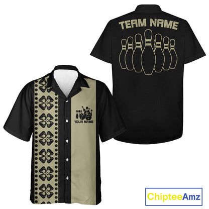 Custom Classic Retro Style Bowling Shamrock Pattern Vintage Bowling Team Shirts IPHW10081