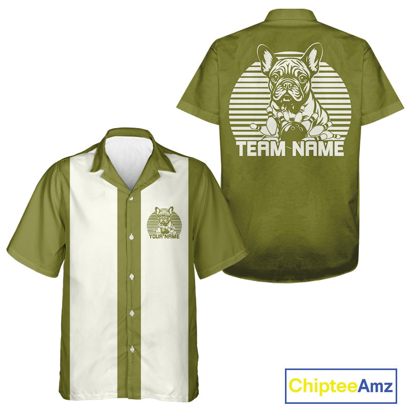 Custom French Bulldog Retro Bowling Shirt, Vintage Dog Lovers Bowling Shirt IPHW10219