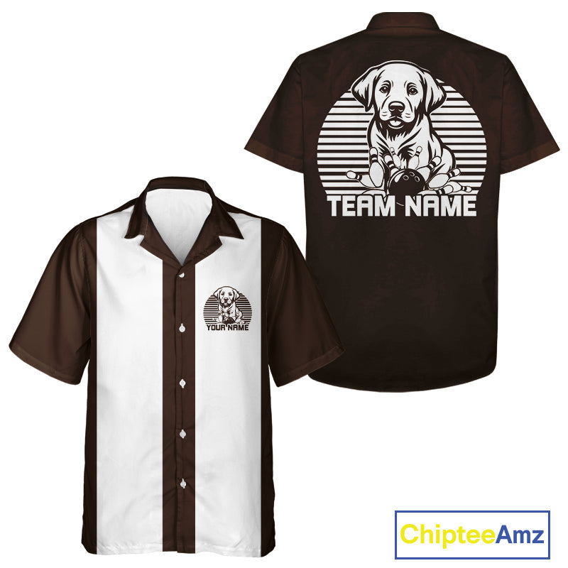 Custom Labrador Retriever Retro Button Up Bowling Shirt, Dog Bowling Shirt IPHW10220