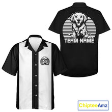 Load image into Gallery viewer, Custom Golden Retriever Retro Button Up Bowling Shirt, Dog Bowling Shirt IPHW10221