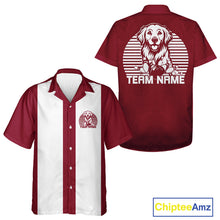 Load image into Gallery viewer, Custom Golden Retriever Retro Button Up Bowling Shirt, Dog Bowling Shirt IPHW10221