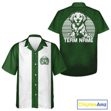 Load image into Gallery viewer, Custom Golden Retriever Retro Button Up Bowling Shirt, Dog Bowling Shirt IPHW10221