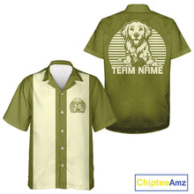 Load image into Gallery viewer, Custom Golden Retriever Retro Button Up Bowling Shirt, Dog Bowling Shirt IPHW10221