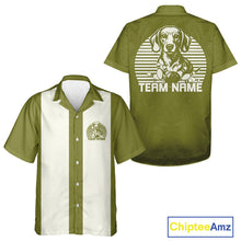 Load image into Gallery viewer, Custom Dachshund Retro Button Up Bowling Shirt, Vintage Dog Lover Bowling Shirt IPHW10223