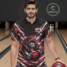 Load image into Gallery viewer, Custom Black And Red Lion Bowling Jerseys, Lion Bowling Tournament Men Polo Shirt IPHW10353