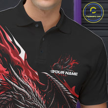 Load image into Gallery viewer, Custom Red Flame Dragon Bowling Men Polo Team Shirts, Bowling Tournament Shirt IPHW10360