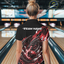 Load image into Gallery viewer, Custom Red Flame Dragon Bowling Women Polo Team Shirts, Bowling Tournament Shirt IPHW10360