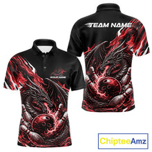 Load image into Gallery viewer, Custom Red Flame Dragon Bowling Men Polo Team Shirts, Bowling Tournament Shirt IPHW10360