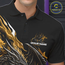 Load image into Gallery viewer, Custom Yellow Flame Dragon Bowling Men Polo Team Shirts, Bowling Tournament Shirt IPHW10361