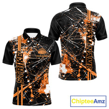 Load image into Gallery viewer, Custom Black And Orange Splatter Camo Strike Bowling League Shirts, Men Bowling Jerseys IPHW10650