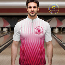 Load image into Gallery viewer, Custom Name Pink Bowling Jerseys For Men, Bowling League Quarter-Zip Shirt Bowler Outift IPHW10655