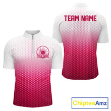 Load image into Gallery viewer, Custom Name Pink Bowling Jerseys For Men, Bowling League Quarter-Zip Shirt Bowler Outift IPHW10655