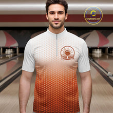 Load image into Gallery viewer, Custom Name Orange Bowling Jerseys For Men, Bowling League Quarter-Zip Shirt Bowler Outift IPHW10659