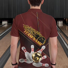 Load image into Gallery viewer, Custom Red And Gold Bowling Shirts For Men, Flame Bowling Team Shirts Bowling Uniform IPHW10660