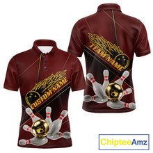 Load image into Gallery viewer, Custom Red And Gold Bowling Shirts For Men, Flame Bowling Team Shirts Bowling Uniform IPHW10660