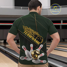 Load image into Gallery viewer, Custom Green And Gold Bowling Shirts For Men, Flame Bowling Team Shirts Bowling Uniform IPHW10663