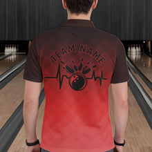 Load image into Gallery viewer, Bowling Heartbeat Pulse Line Red Argyle Custom Bowling Team Polo Shirts For Men IPHW10664
