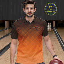 Load image into Gallery viewer, Bowling Heartbeat Pulse Line Orange Argyle Custom Bowling Team Polo Shirts For Men IPHW10666