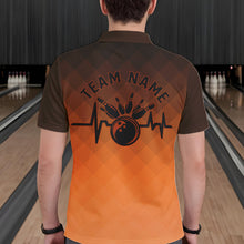 Load image into Gallery viewer, Bowling Heartbeat Pulse Line Orange Argyle Custom Bowling Team Polo Shirts For Men IPHW10666