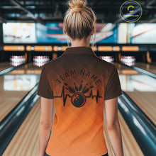 Load image into Gallery viewer, Bowling Heartbeat Pulse Line Orange Argyle Custom Bowling Quarter-Zip Shirts For Women IPHW10666