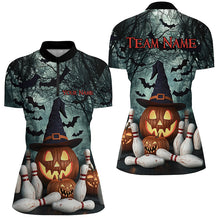 Load image into Gallery viewer, Custom Halloween Ladies Bowling Shirts, Pumpkin Bowling Team Halloween Outfit Bowling Gifts IPHW7647