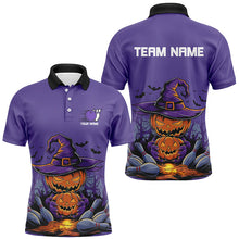 Load image into Gallery viewer, Purple Custom Halloween Bowling Shirts For Men, Pumpkin Bowling Team Shirt Halloween Outfit IPHW7649