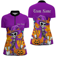 Load image into Gallery viewer, Purple Custom Funny Halloween Bowling Shirts Formen, Halloween Bowling Team Outfits Gifts IPHW7651