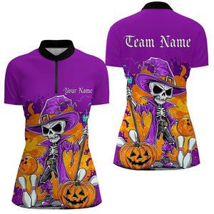 Purple Custom Funny Halloween Bowling Shirts Formen, Halloween Bowling Team Outfits Gifts IPHW7651