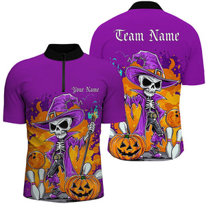 Purple Custom Funny Halloween Bowling Shirts Formen, Halloween Bowling Team Outfits Gifts IPHW7651