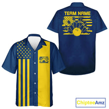 Load image into Gallery viewer, Custom Vintage US Flag Patriotic Bowling Button Up Team Shirt For Men And Women IPHW10085
