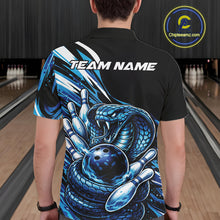 Load image into Gallery viewer, Custom Black And Blue Cobra Snake Men Bowling Polo Shirts, Cobra Bowling Jerseys IPHW10371