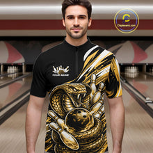 Load image into Gallery viewer, Custom Black And Yellow Cobra Snake Men Bowling Quarter-Zip Shirts, Cobra Bowling Jerseys IPHW10372