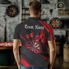 Load image into Gallery viewer, Custom Red Fire Flame Dartboard Darts Team Men Polo Shirts, Dart League Shirts IPHW10377