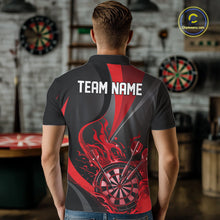Load image into Gallery viewer, Custom Black And Red Flame Dartboard Darts Team Men Polo Shirts, Darts Jerseys IPHW10380